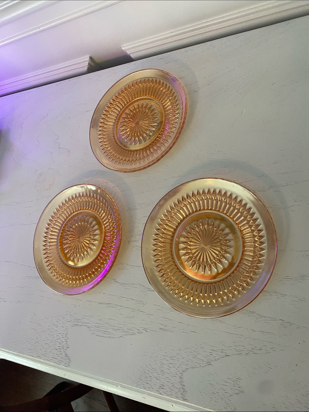 Jeanette Marigold Carnival Saucers - 6.25" Bread Plates
 Set of 3